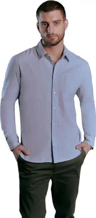 Camisa Slim Fit De Lino Manga Larga Hps Polo Para Ellos