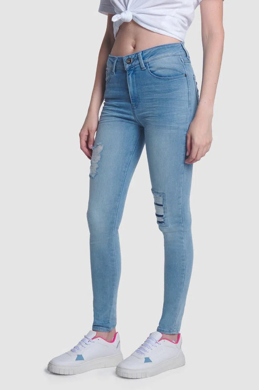 Jeans Oggi Mujer Mezclilla Azul Claro Lucy Súper Skinny