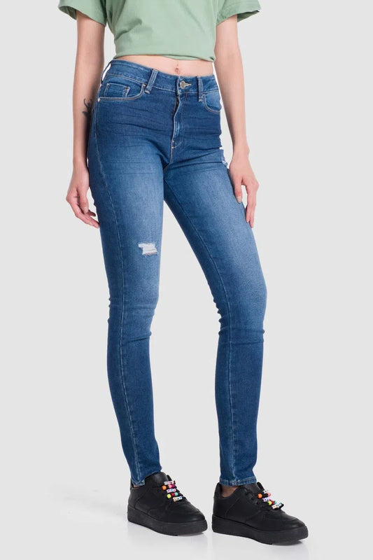 Jeans Oggi Mujer Mezclilla Azul Medio Lucy Súper Skinny